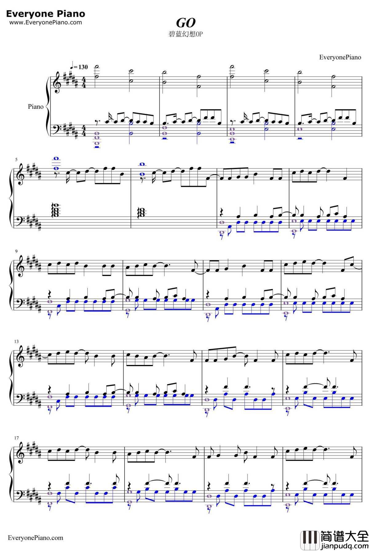 GO钢琴谱_BUMPOFCHICKEN_碧蓝幻想OP