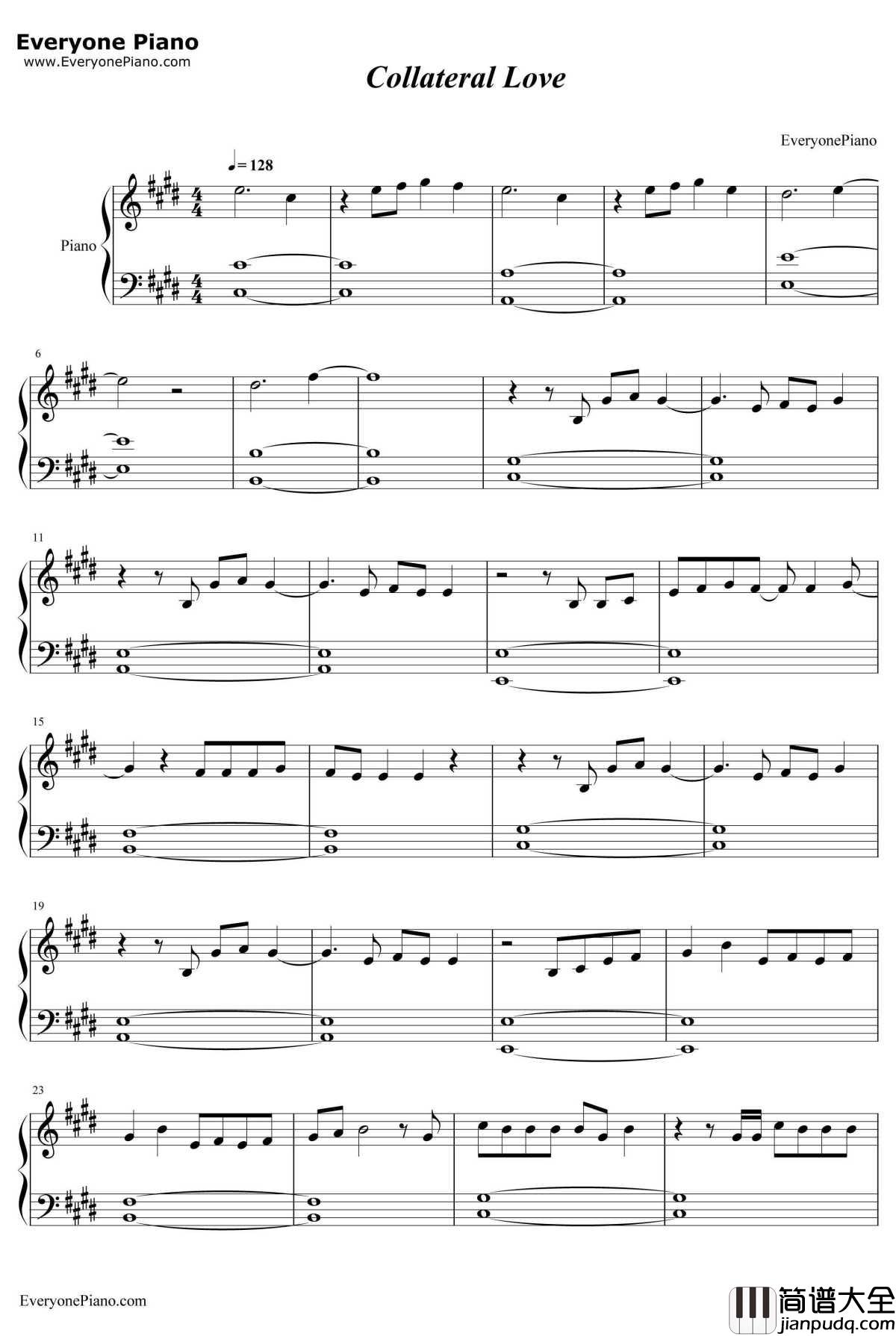 Collateral_Love钢琴谱_黄子韬
