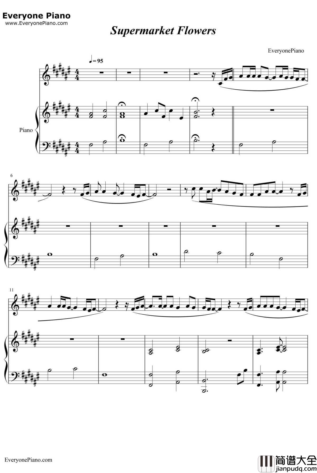 Supermarket_Flowers钢琴谱_EdSheeran