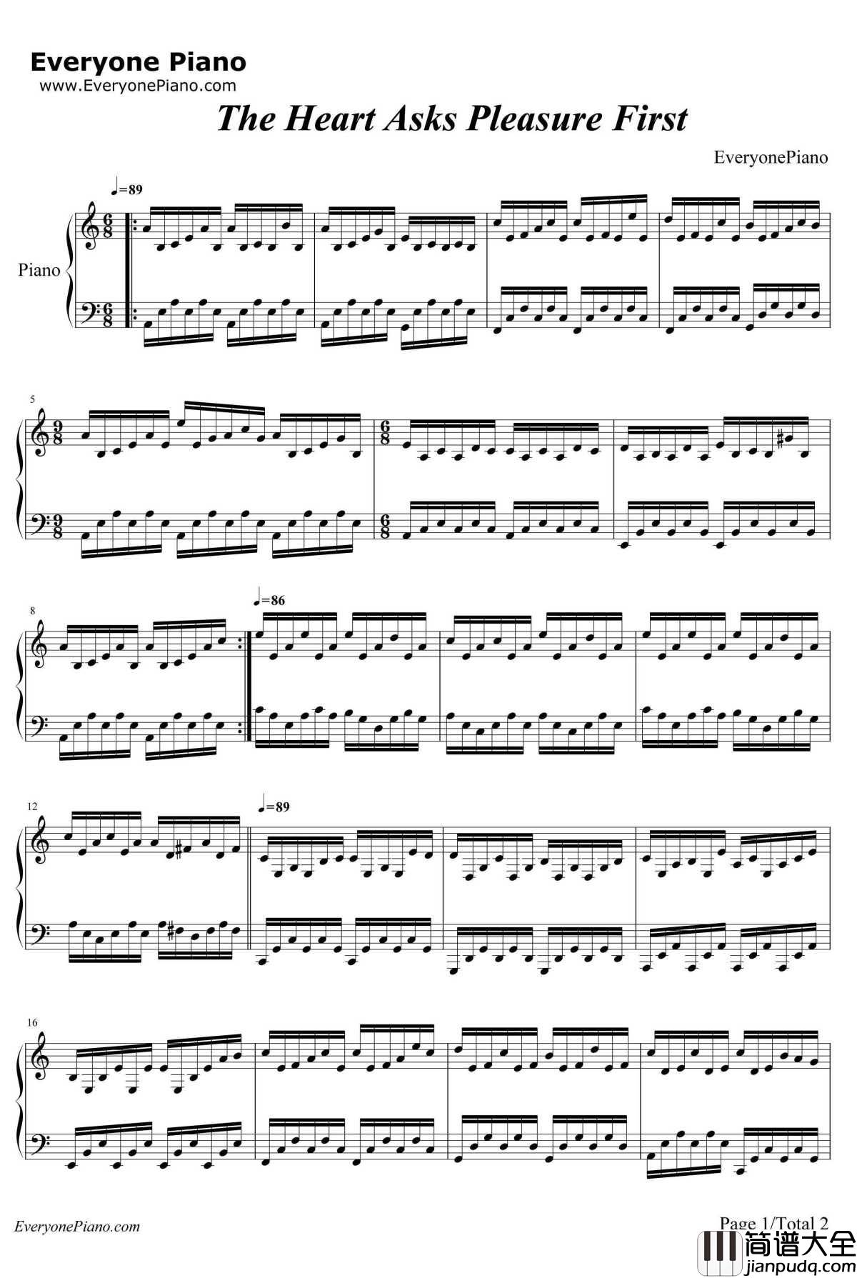 The_Heart_Asks_Pleasure_First钢琴谱_MichaelNyman_ThePianoOST