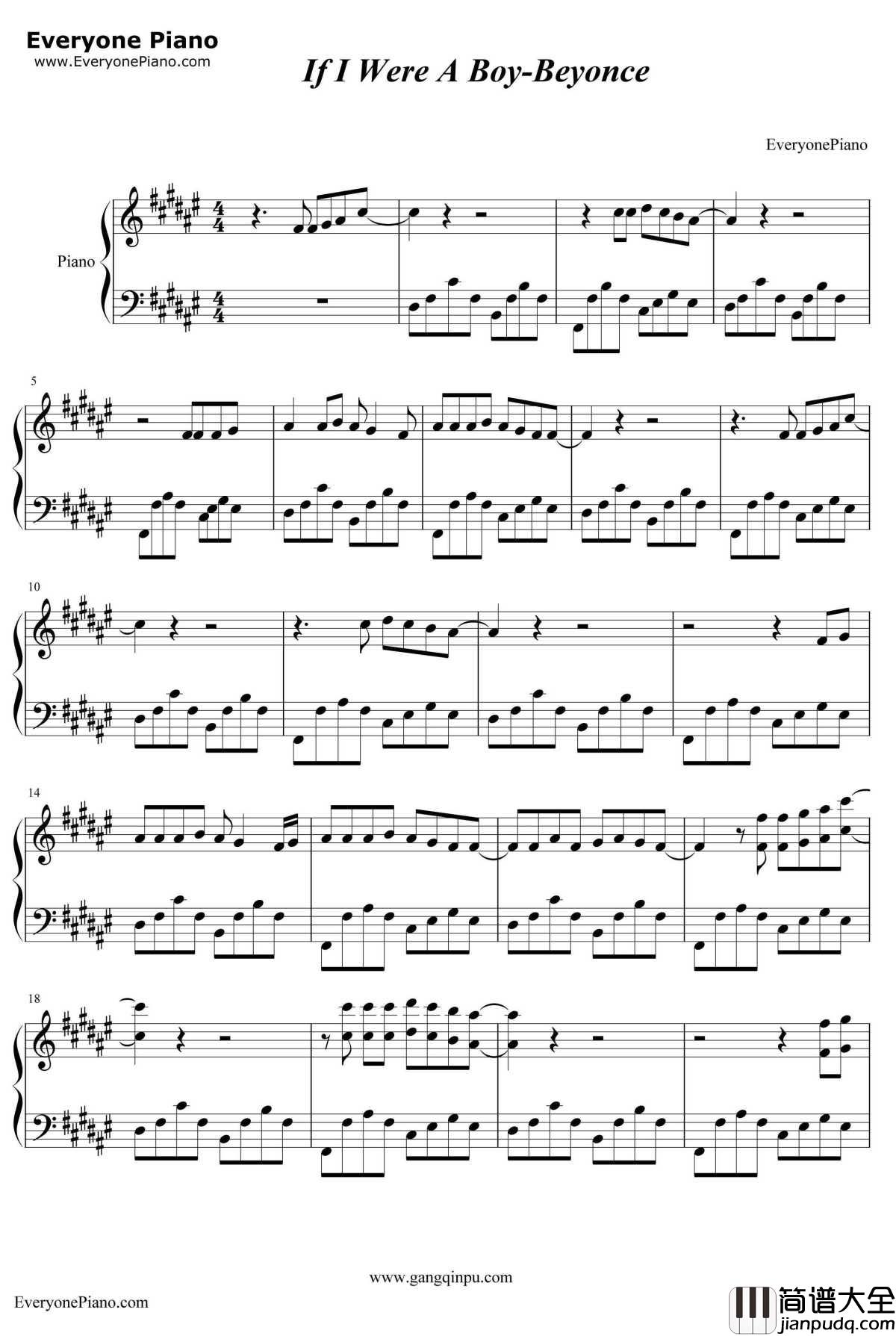 If_IWere_A_Boy钢琴谱_Beyonce