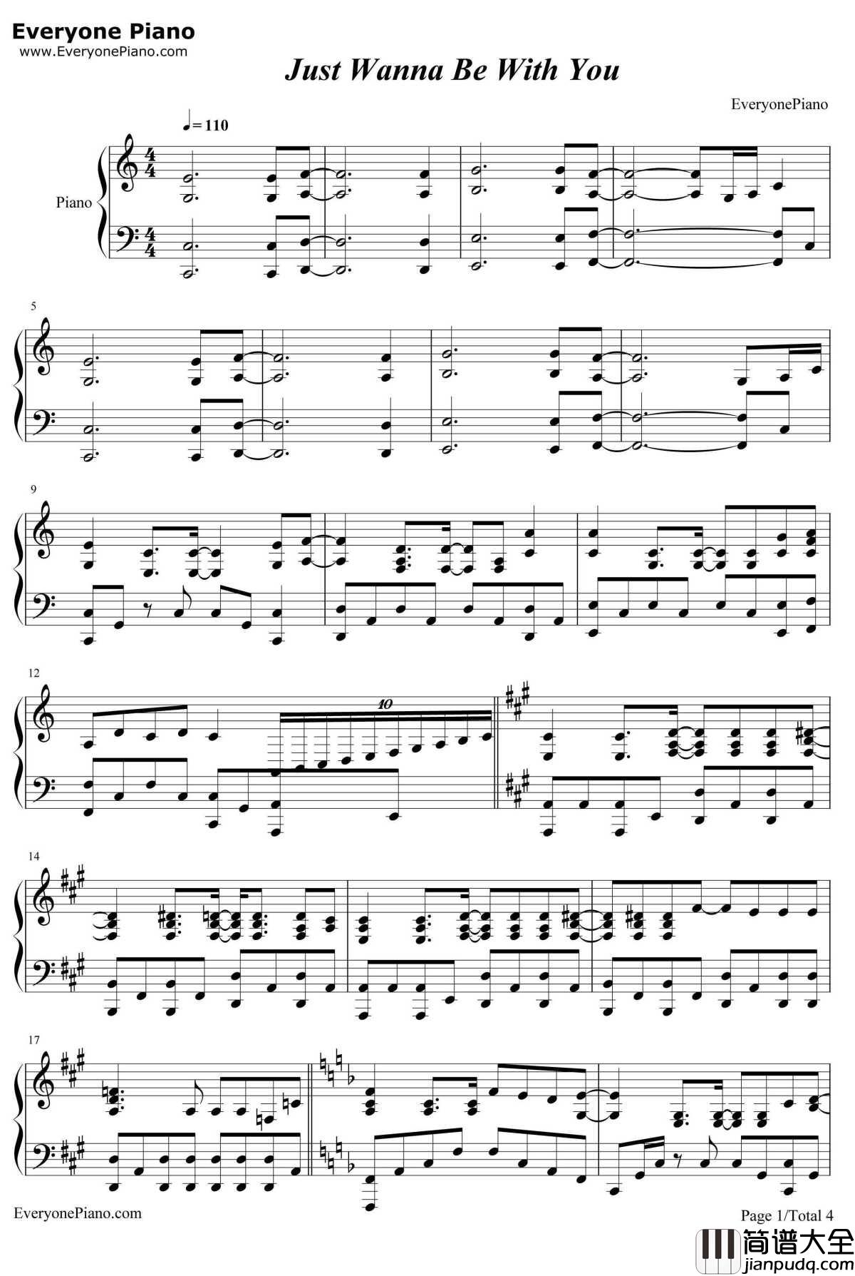Just_Wanna_Be_With_You钢琴谱_歌舞青春3__歌舞青春3_插曲