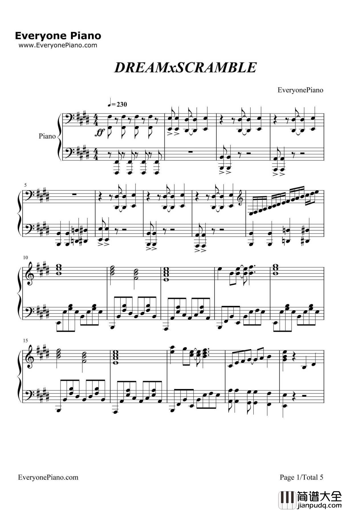 DREAMxSCRAMBLE钢琴谱_AiRI_竞女OP