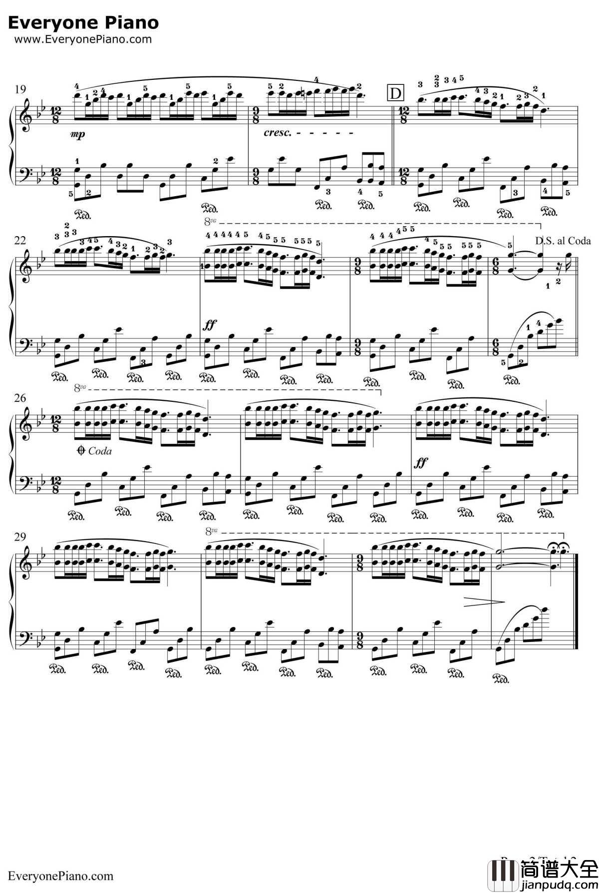 梦中的婚礼钢琴谱_理查德克莱德曼_带指法版