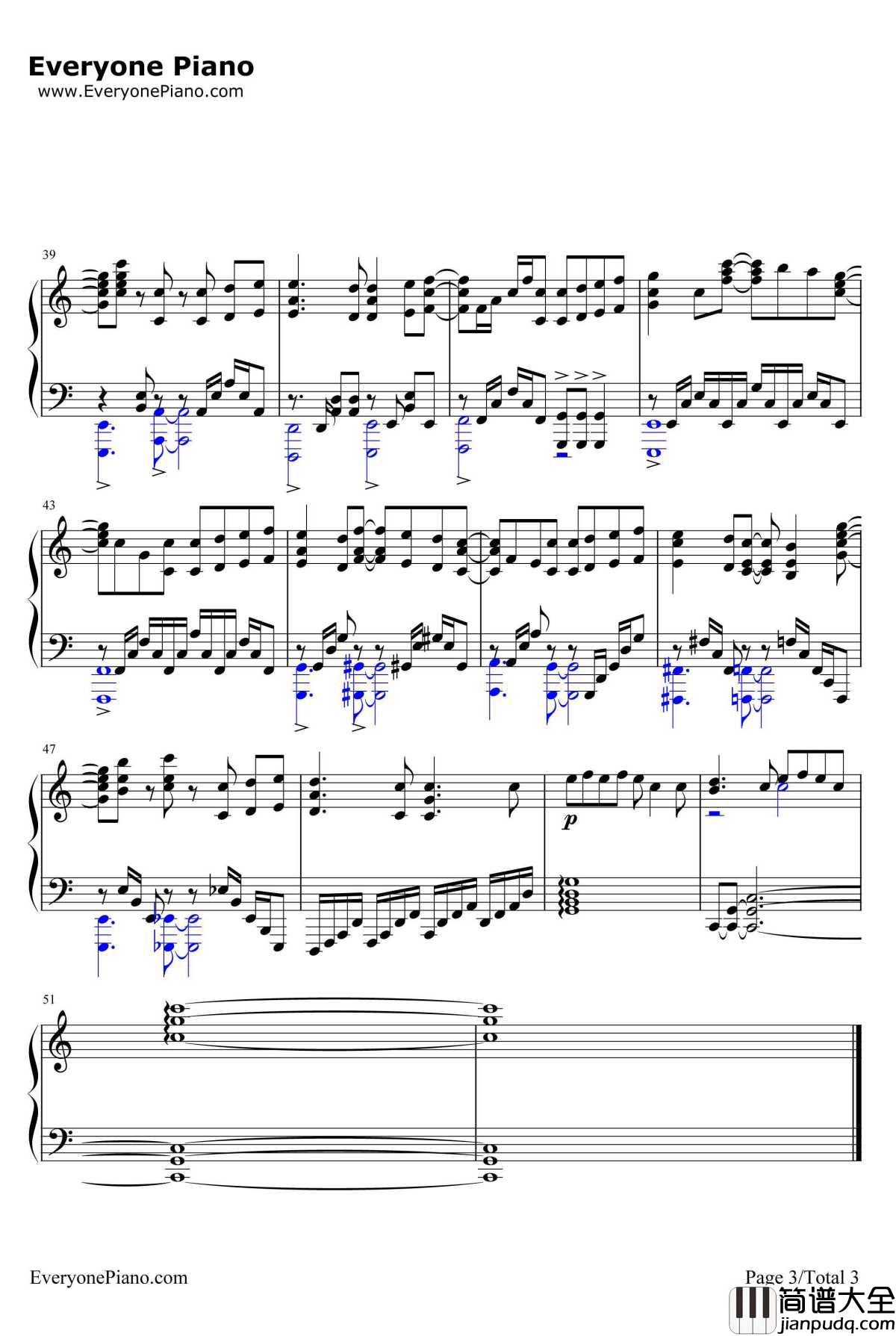 フェアリーテイル钢琴谱_三月のパンタシア_亚人酱有话要说ED