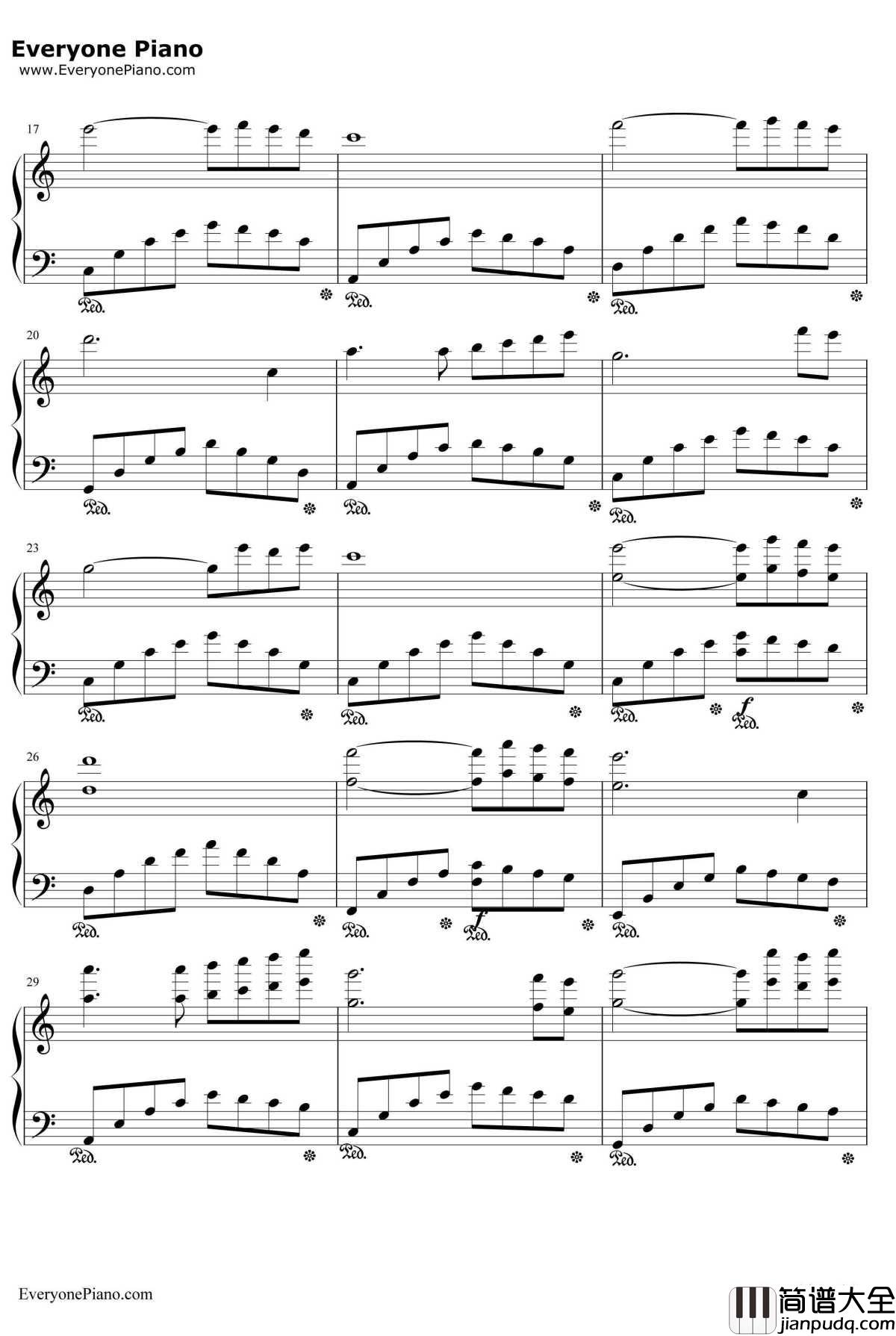 天边钢琴谱_未知