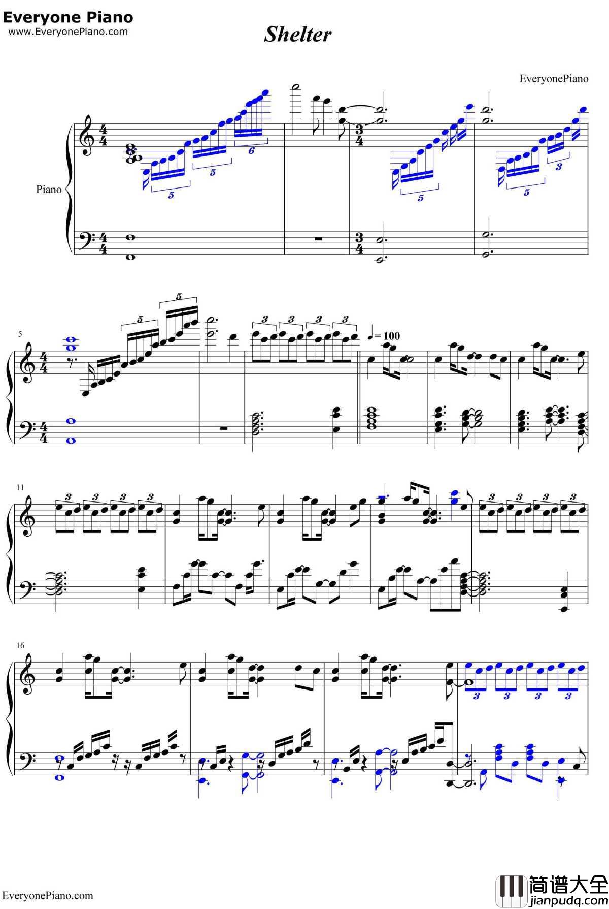 Shelter钢琴谱_PorterRobinson&Madeon_动画MV