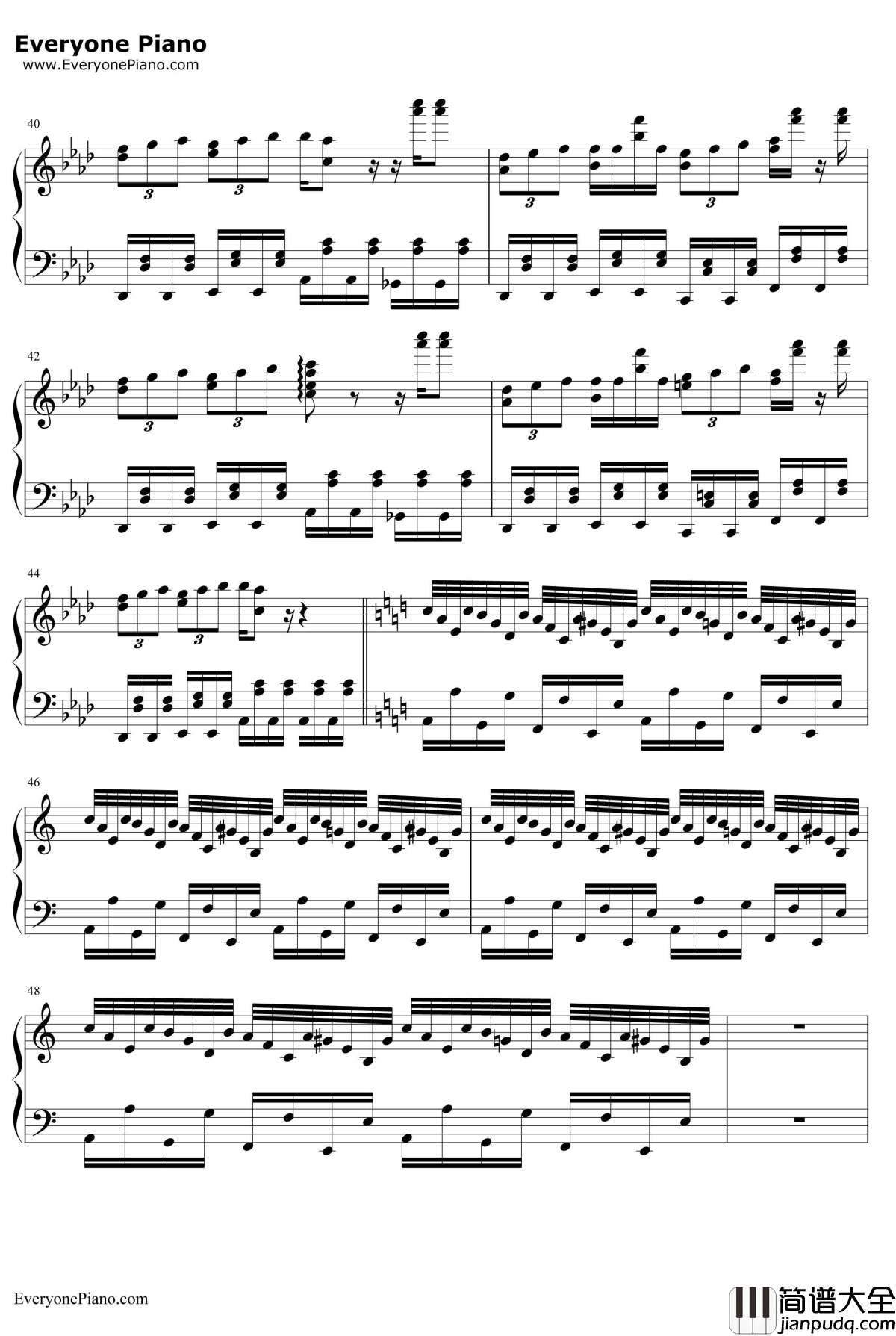 ネイティブフェイス钢琴谱_东方Project_东方风神录BGM