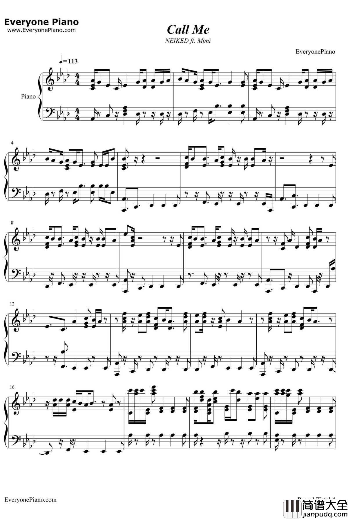Call_Me钢琴谱_NEIKEDft.Mimi