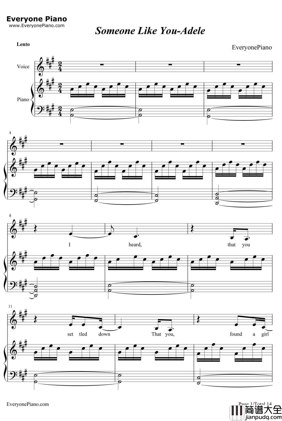 Someone_like_You钢琴谱_Adele_弹唱版