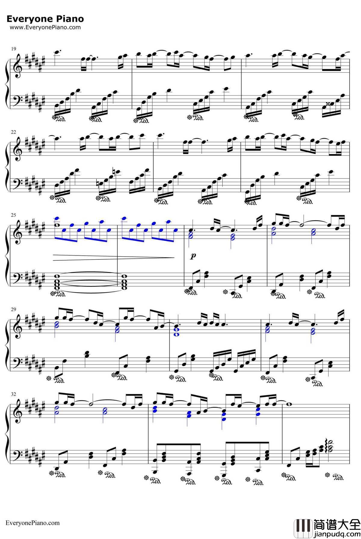 ハナミズキ钢琴谱_一青窈_花水木主题曲