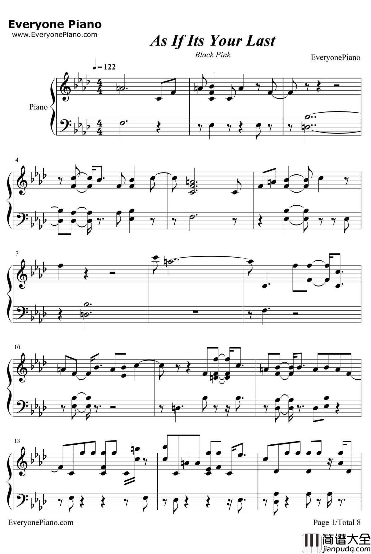 As_If_It's_Your_Last钢琴谱_BlackPink