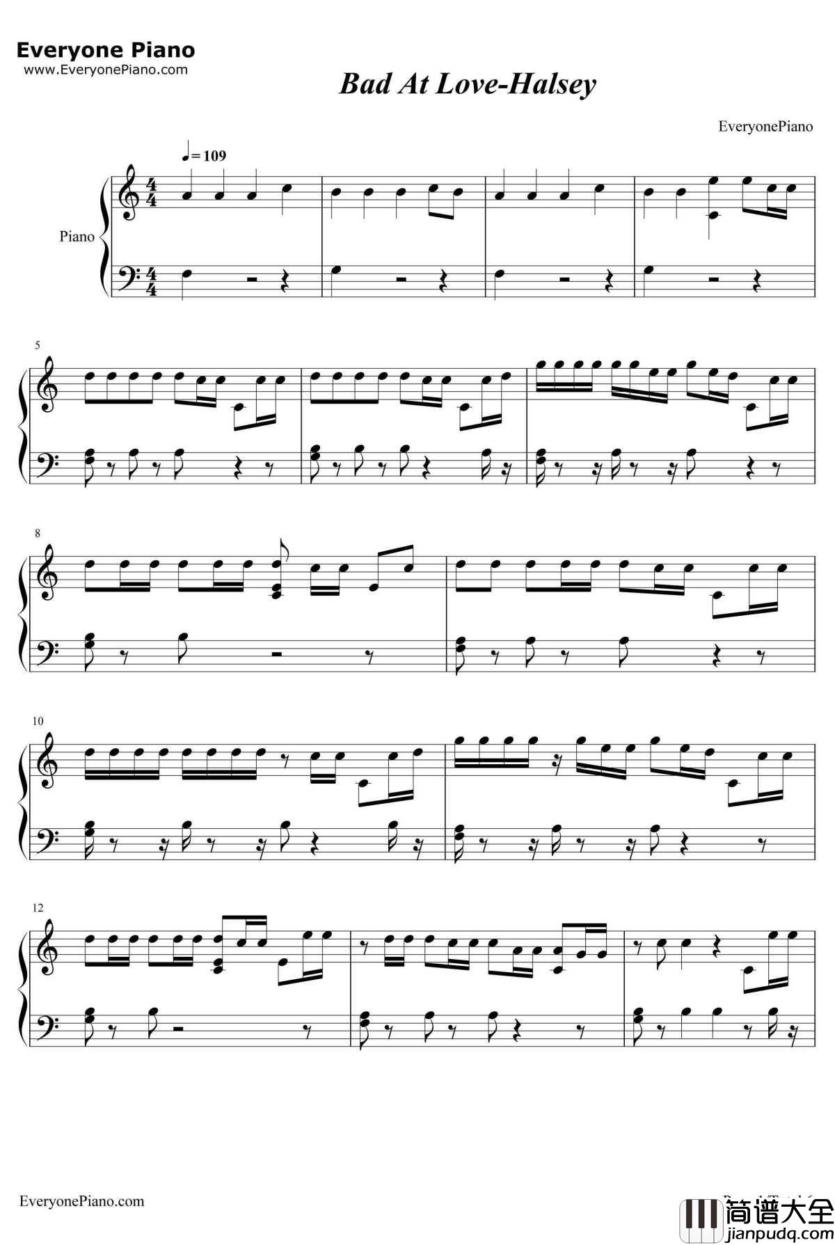 Bad_At_Love钢琴谱_Halsey