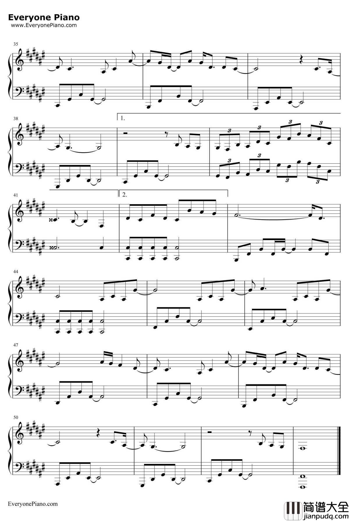 就这样钢琴谱_李荣浩