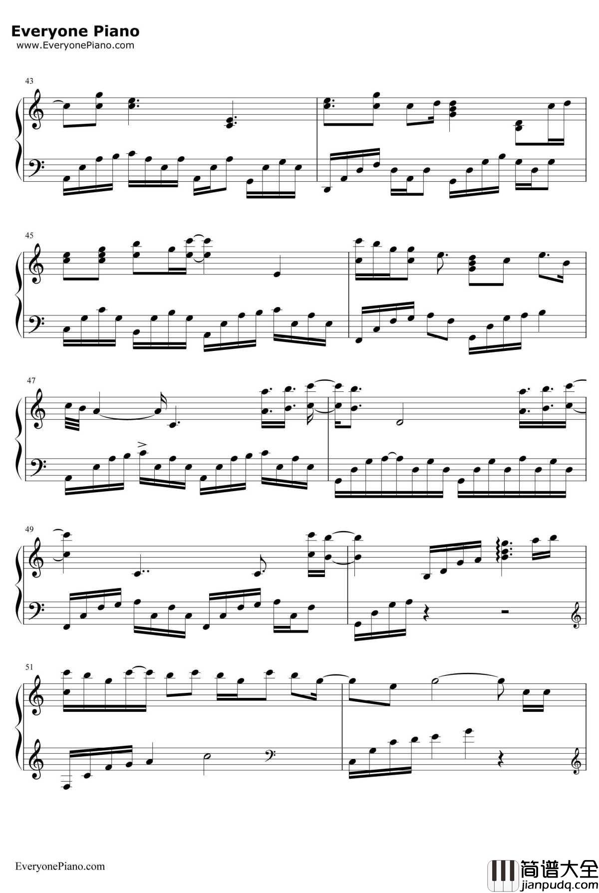 你就不要想起我钢琴谱__田馥甄