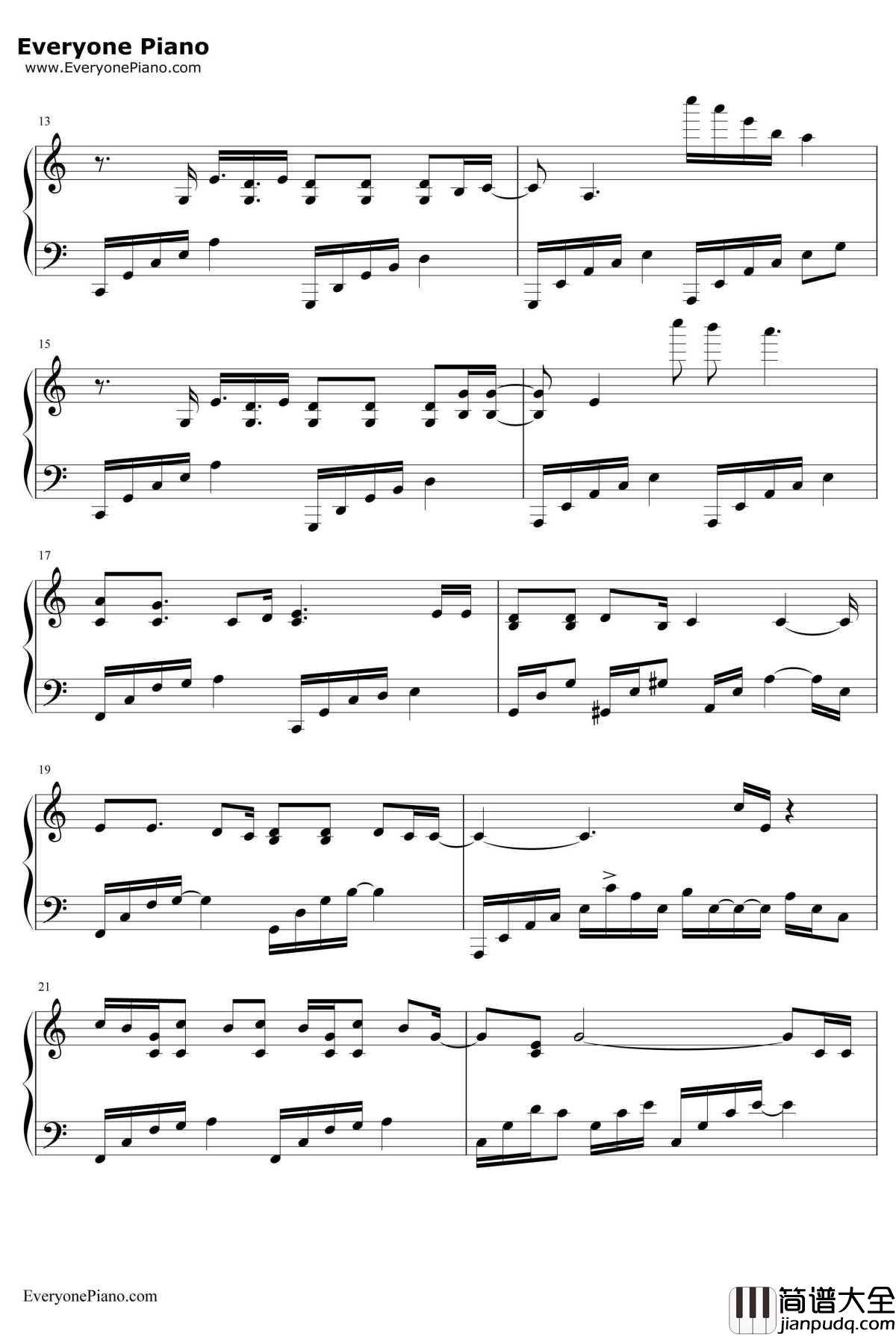 你就不要想起我钢琴谱__田馥甄