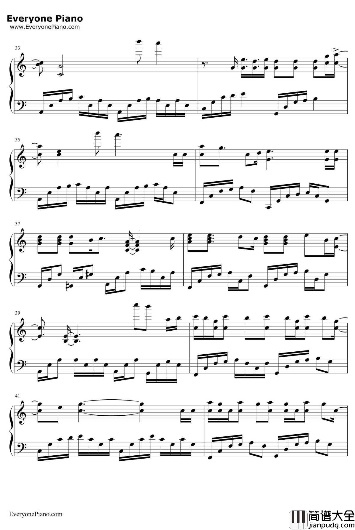 你就不要想起我钢琴谱__田馥甄