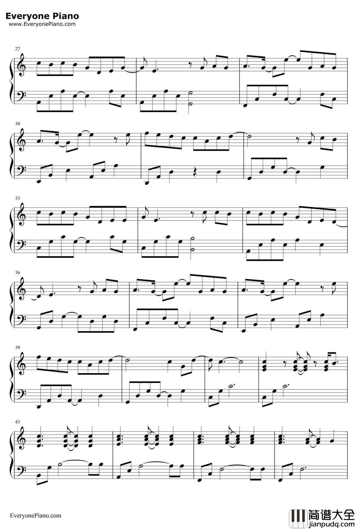 等我回家钢琴谱_薛之谦