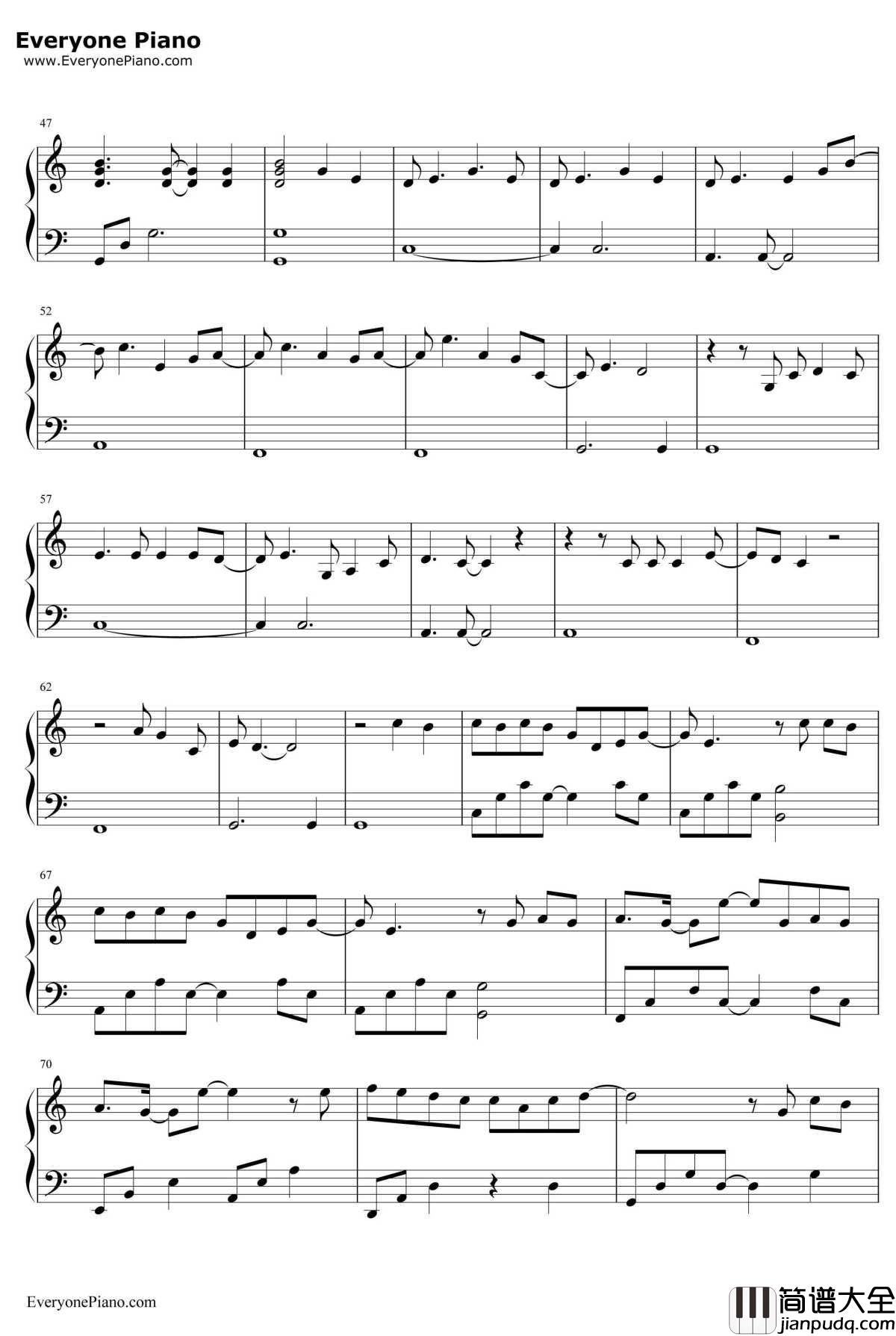 等我回家钢琴谱_薛之谦