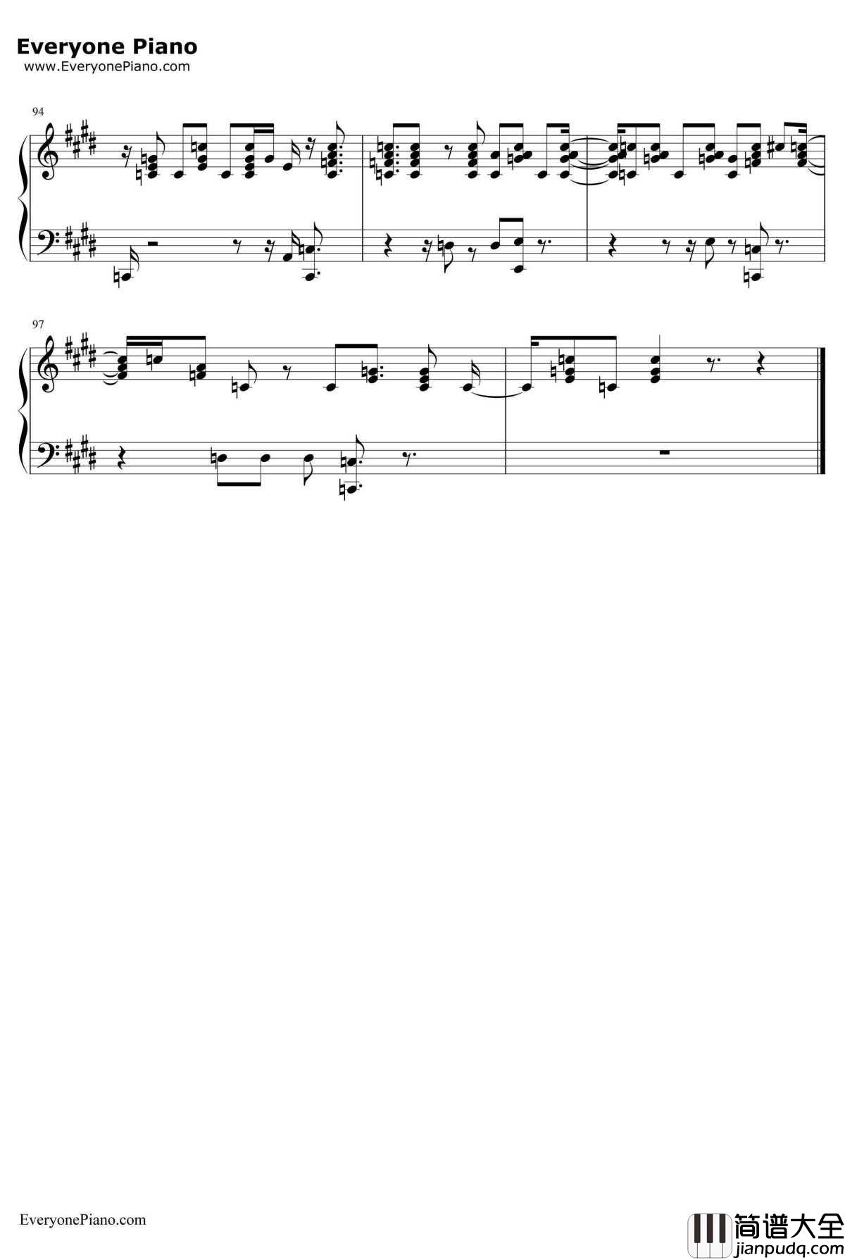 Just_Hold_On钢琴谱_SteveAokiandLouisTomlinson