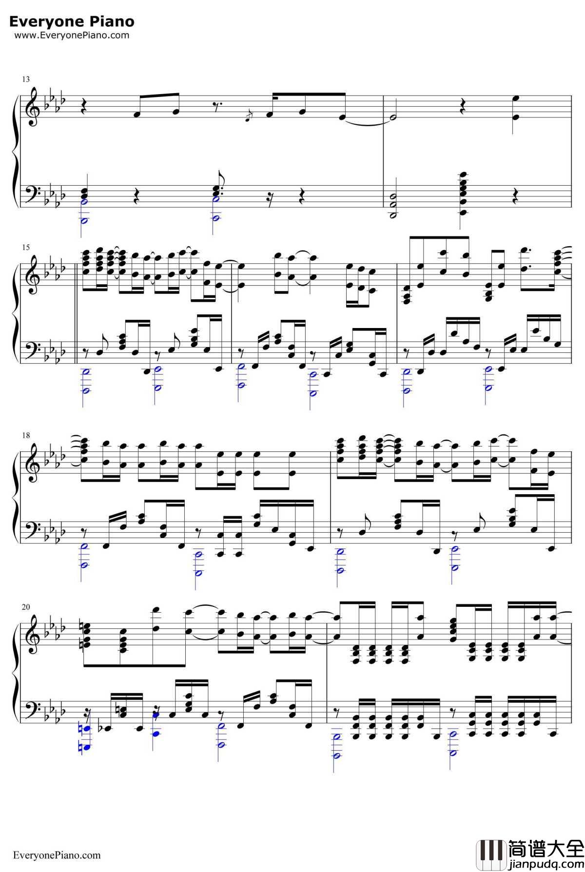 Stay_Alive钢琴谱_爱蜜莉雅（CV:高桥李依）_Re从零开始的异世界生活ED2