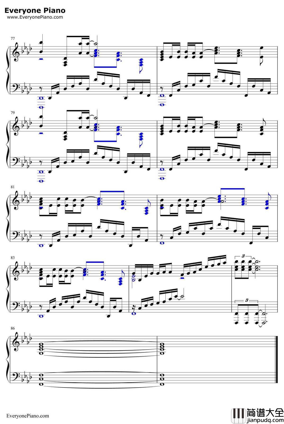 Stay_Alive钢琴谱_爱蜜莉雅（CV:高桥李依）_Re从零开始的异世界生活ED2