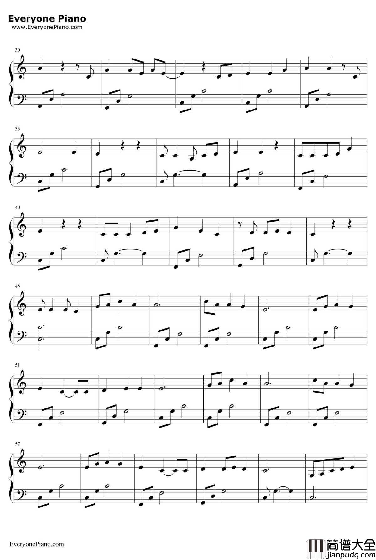 清白之年钢琴谱_朴树