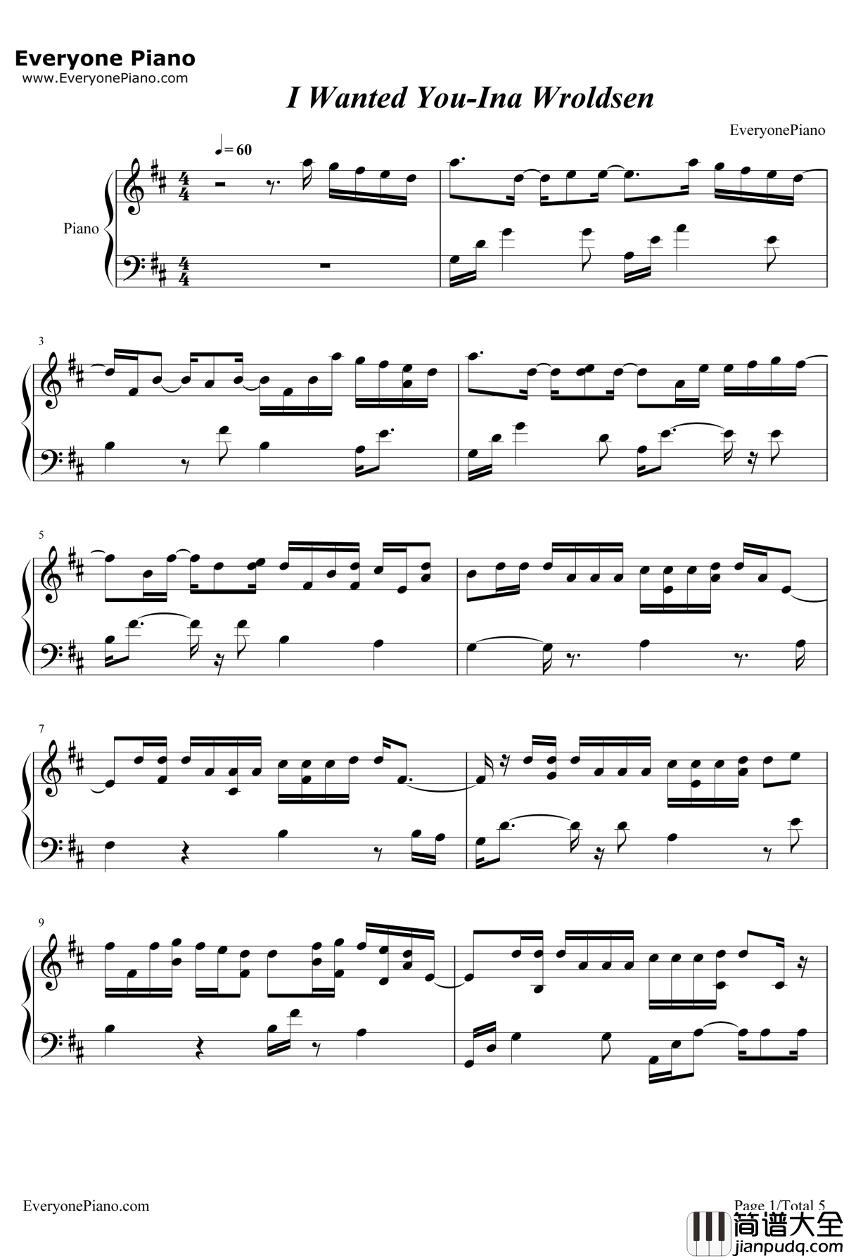 I_Wanted_You钢琴谱_InaWroldsen
