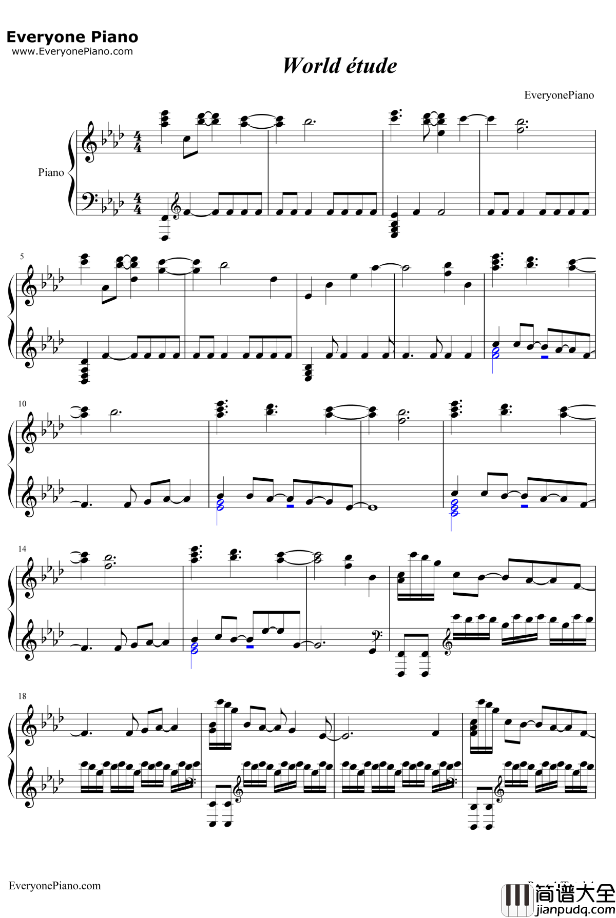 World_Étude钢琴谱_阿尔泰尔(CV:丰崎爱生)_Re:CreatorsED2