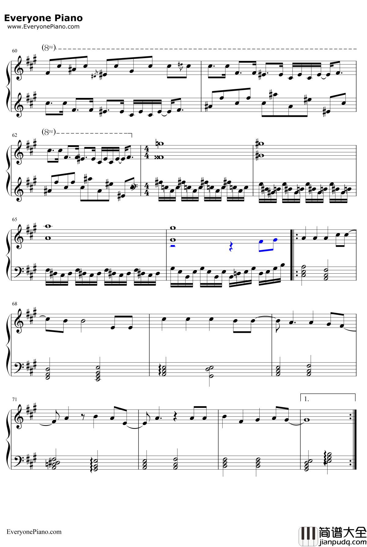 奇迹再现钢琴谱_毛华锋_迪迦奥特曼主题曲