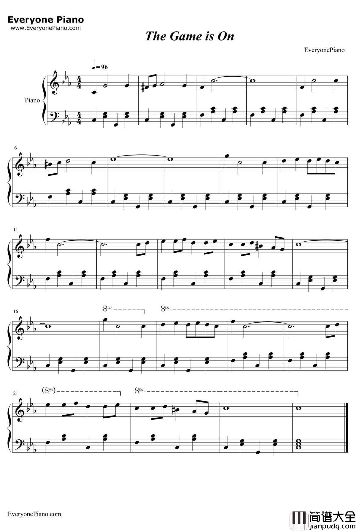 The_Gameis_On钢琴谱_DavidArnoldMichaelPrice_神探夏洛克主题曲