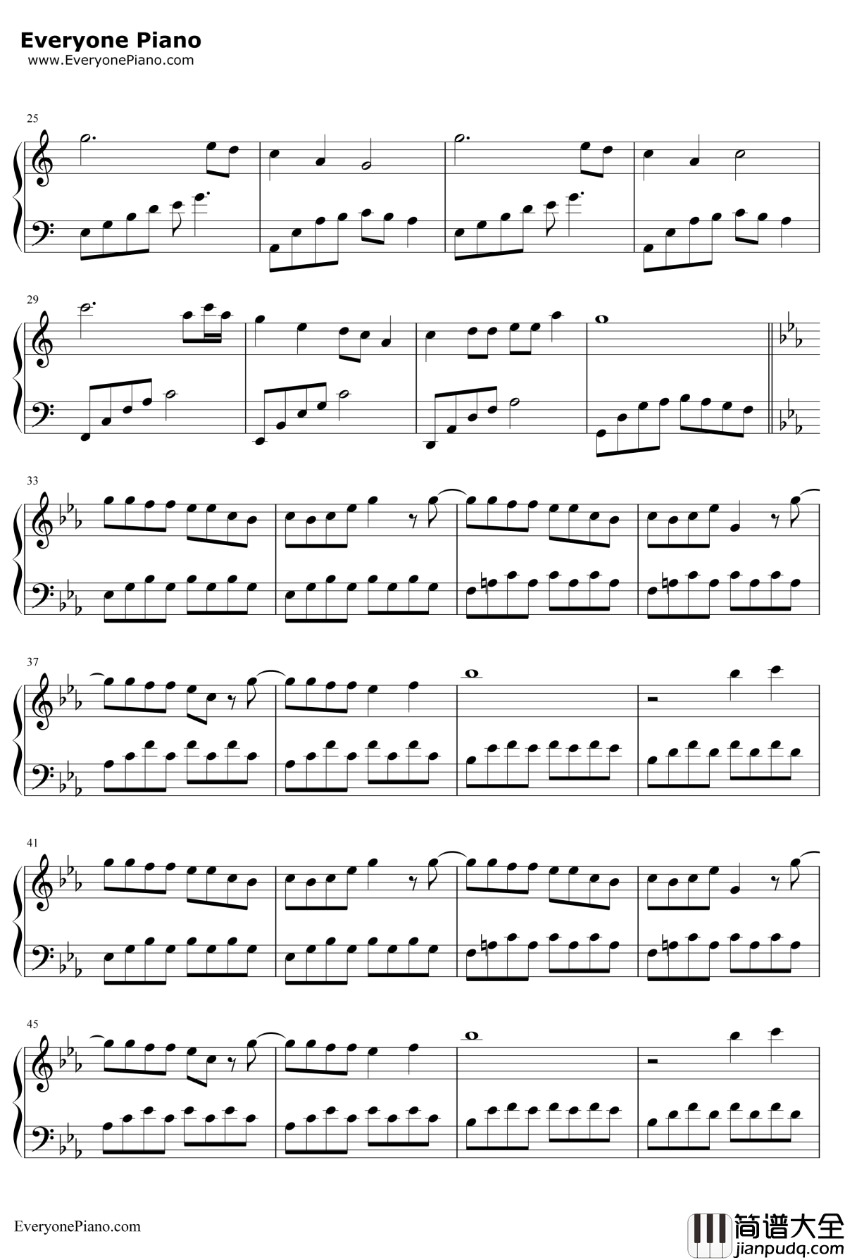 有一个姑娘钢琴谱_赵薇_还珠格格片尾曲