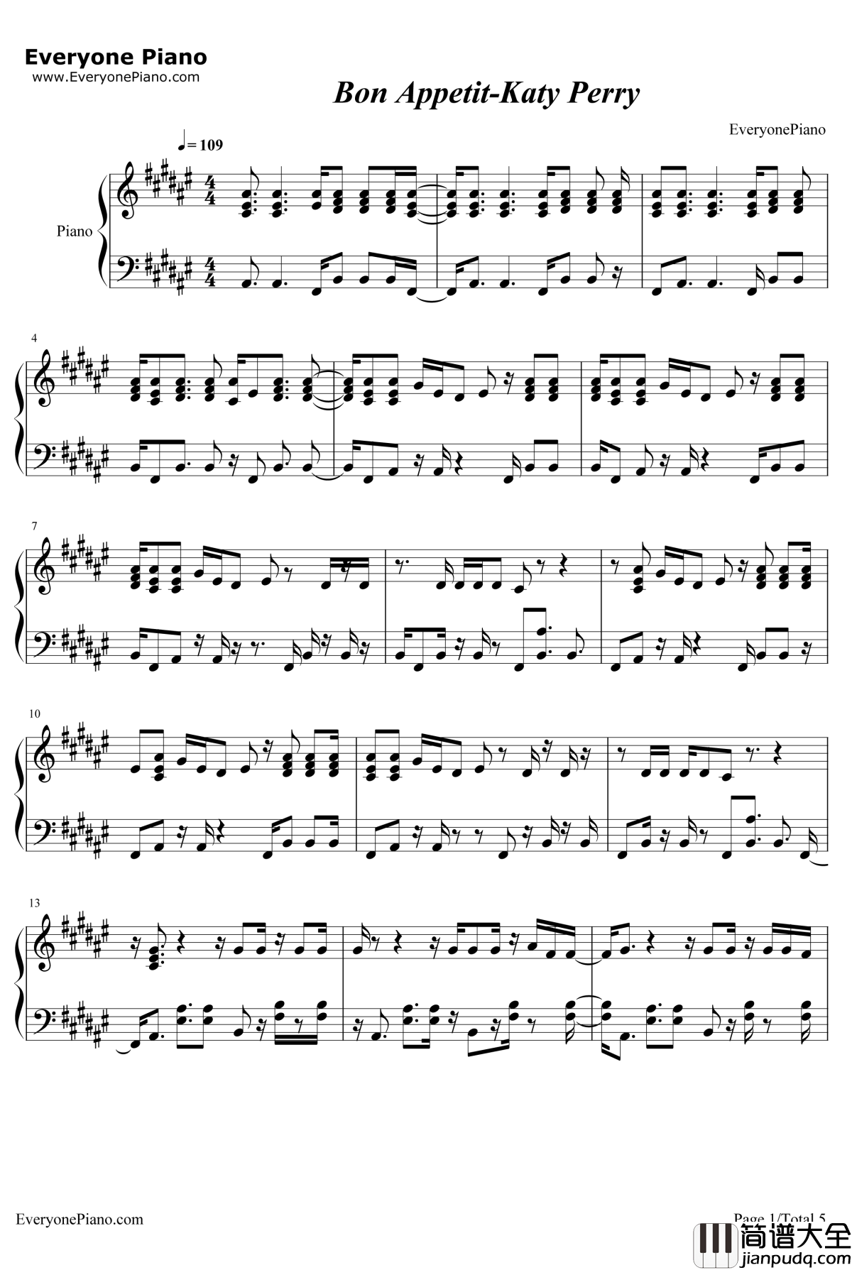 Bon_Appetit钢琴谱_KatyPerry