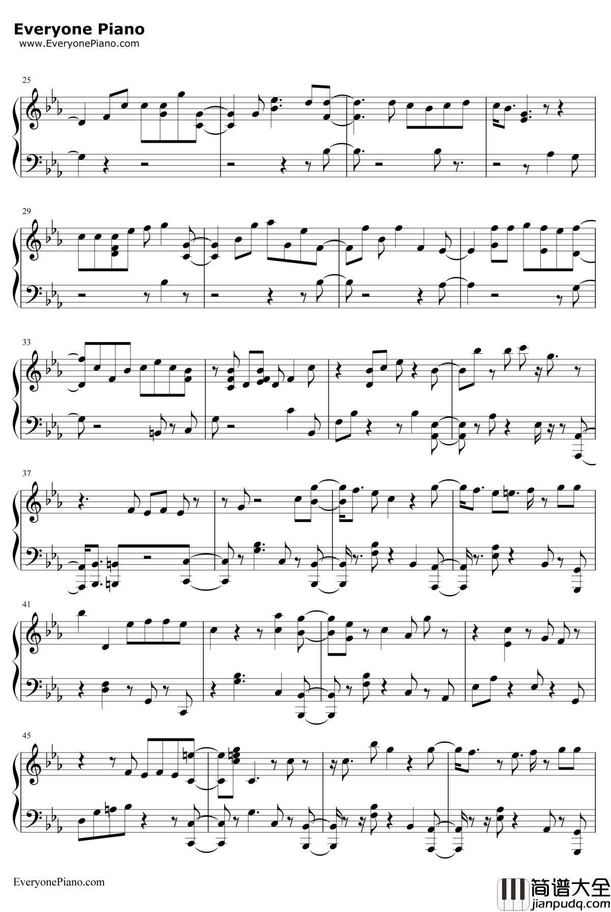 我加你等于永远钢琴谱_EXO_Forever