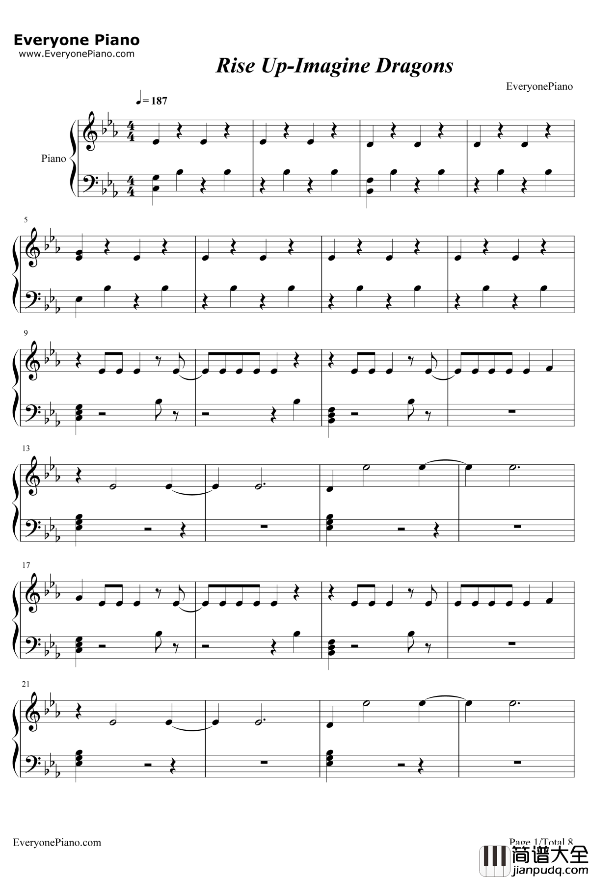 Rise_Up钢琴谱_ImagineDragons