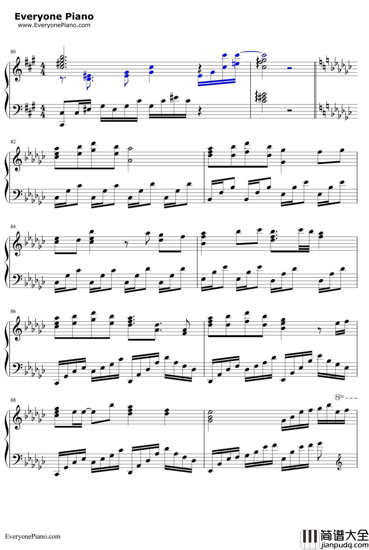 いくつもの夜を越えて钢琴谱_初音未来