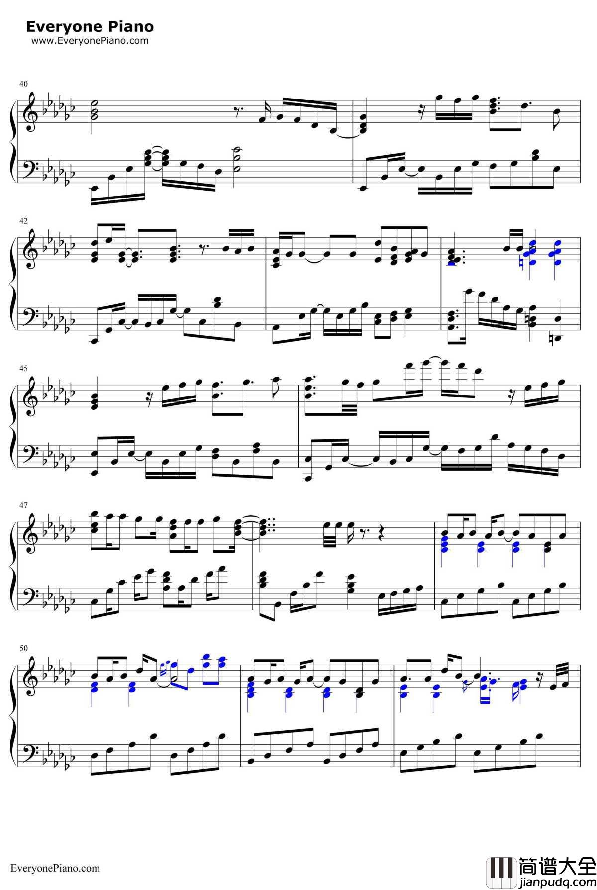 いくつもの夜を越えて钢琴谱_初音未来