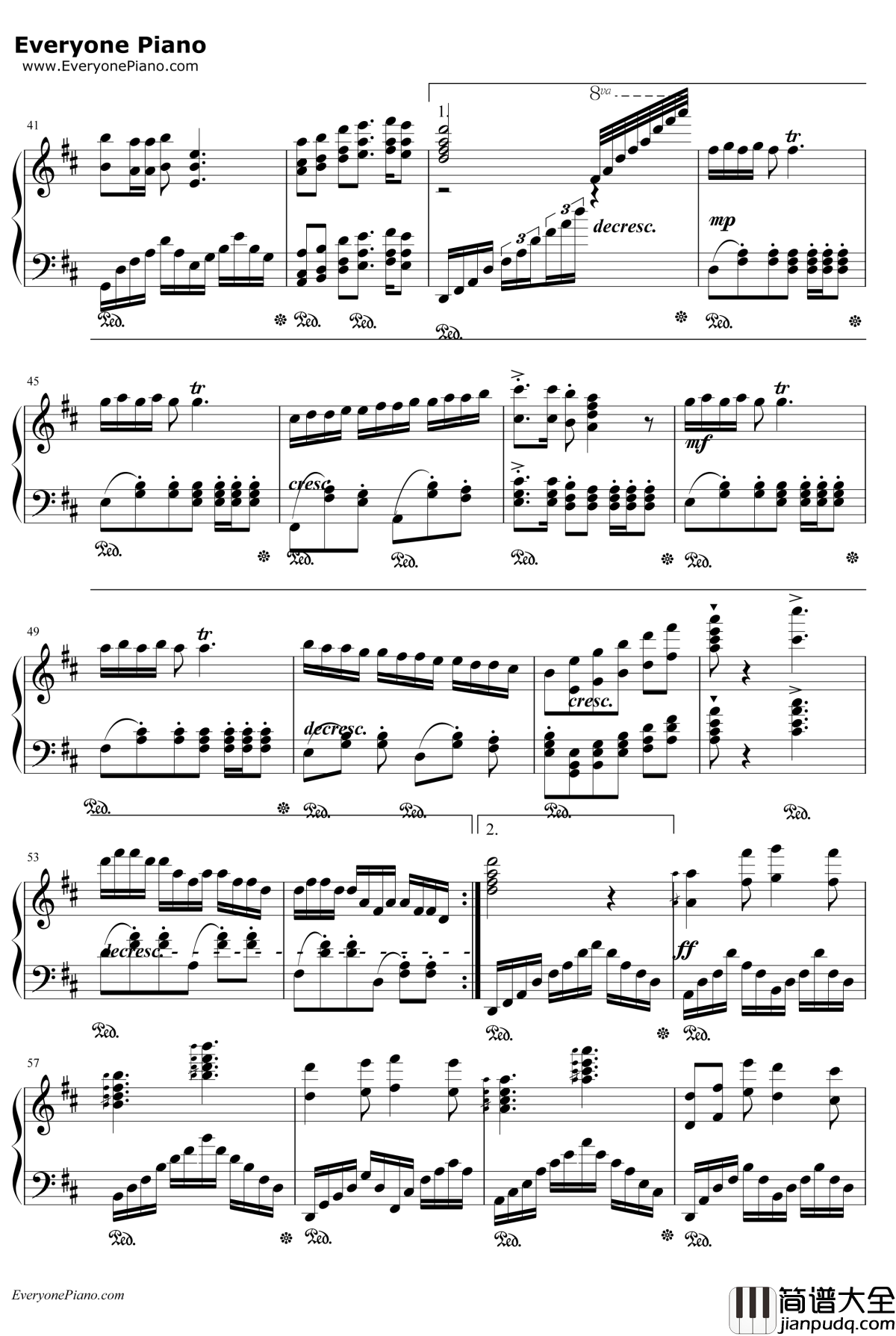 阳光路上钢琴谱_张宏光