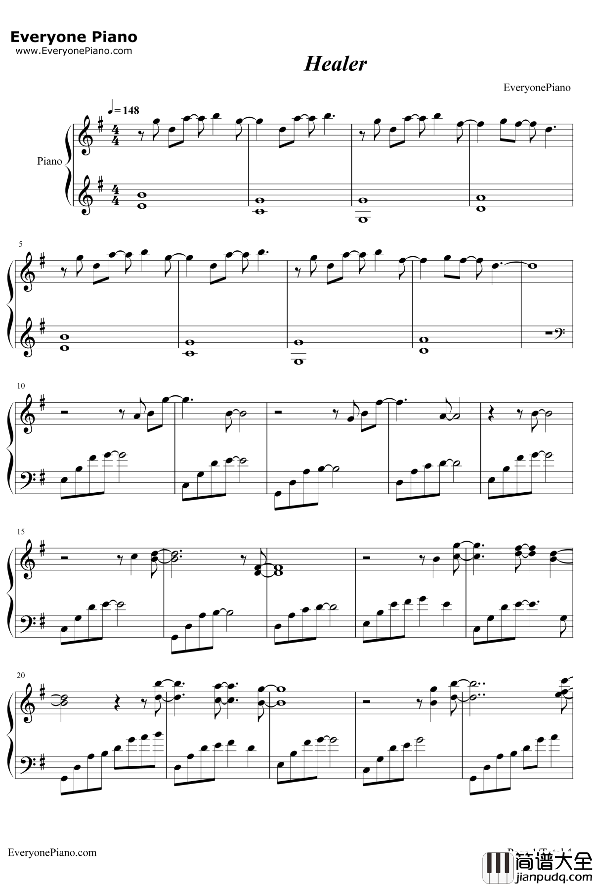 Healer钢琴谱_LeePil_ho_韩剧Healer插曲