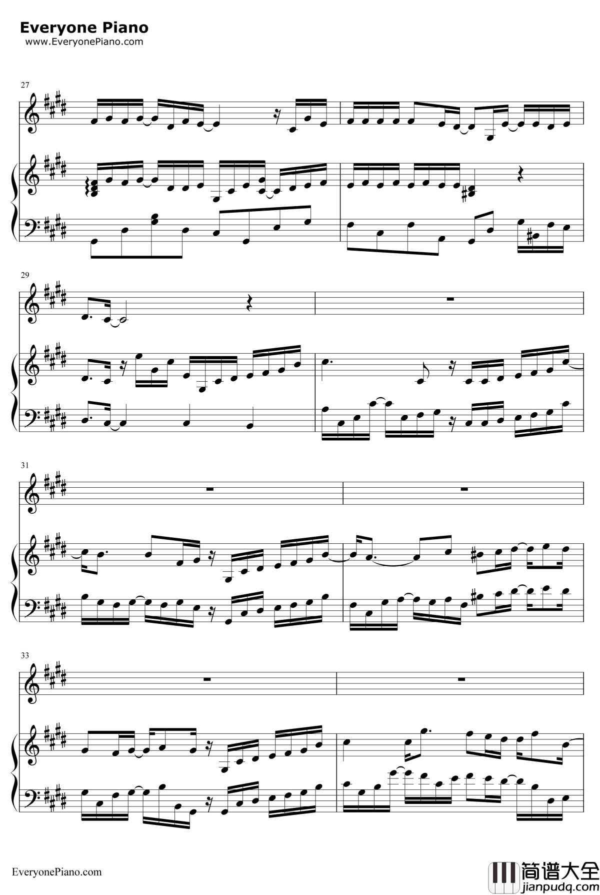 走着走着就散了钢琴谱_庄心妍_双世宠妃OST