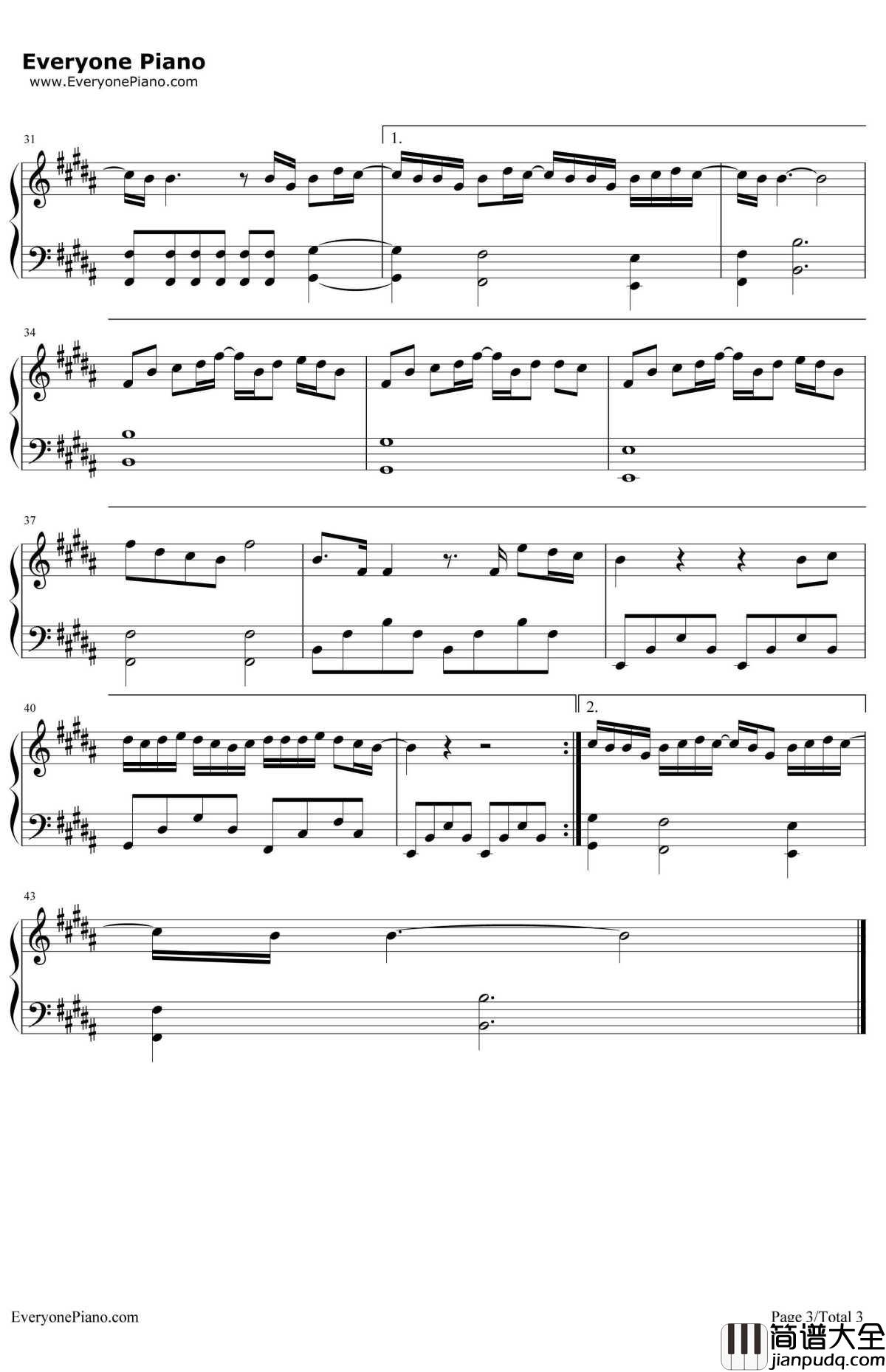 前前前世钢琴谱_RADWIMPS_电影_你的名字_的主题曲