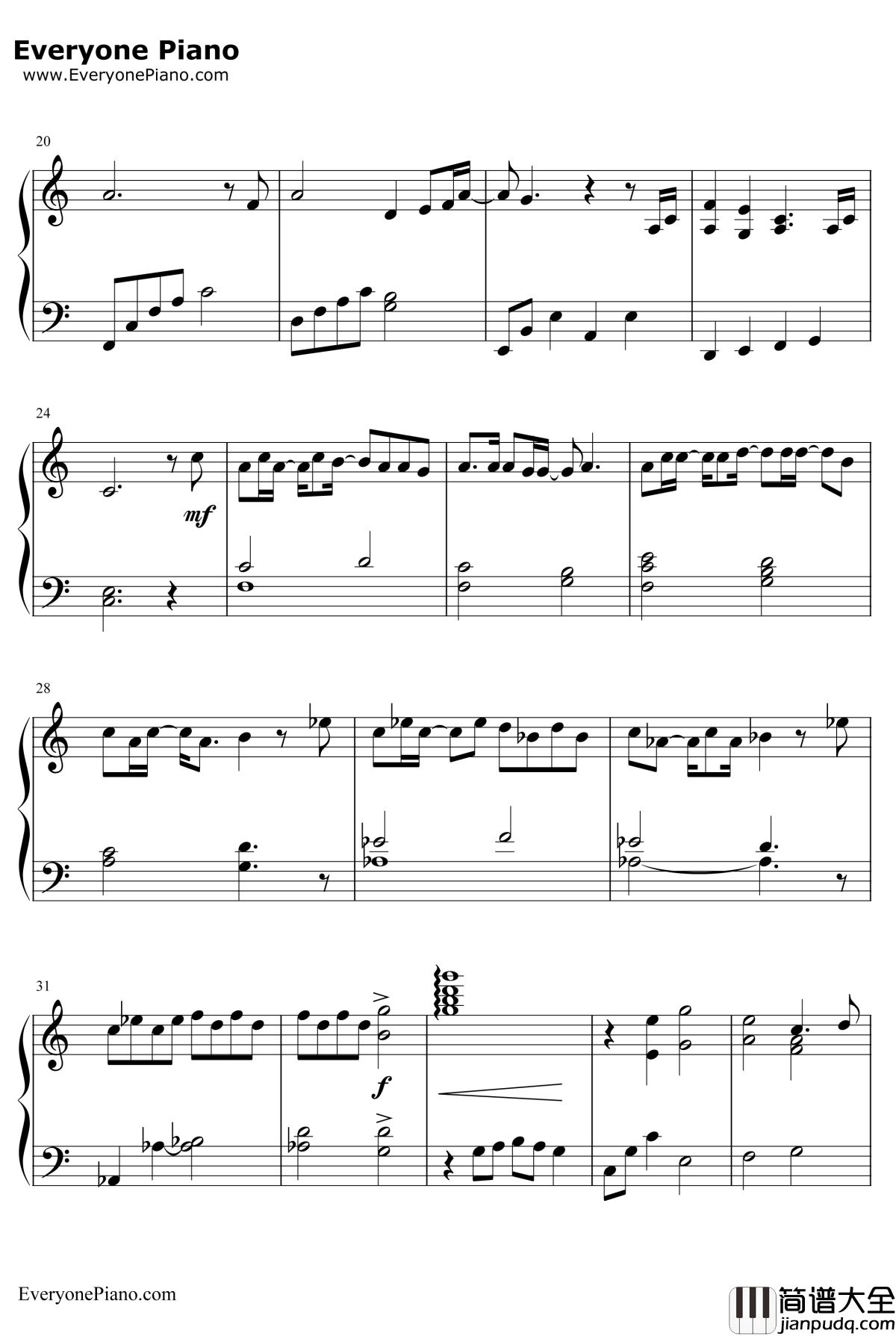 Some_where_Out_There钢琴谱_JamesHorner_美国鼠谭主题曲