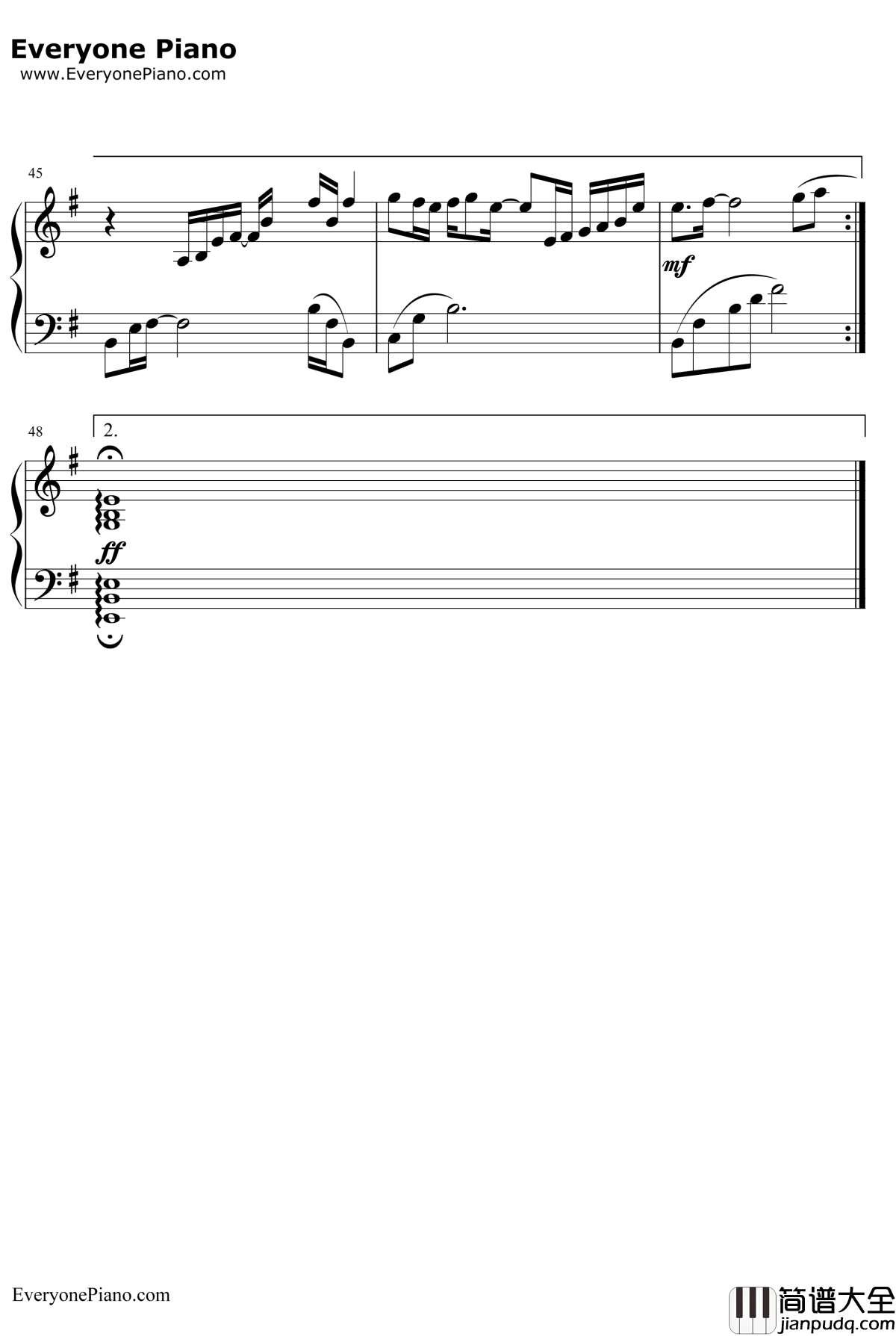 只要有你钢琴谱_孙楠那英_少年包青天片尾曲