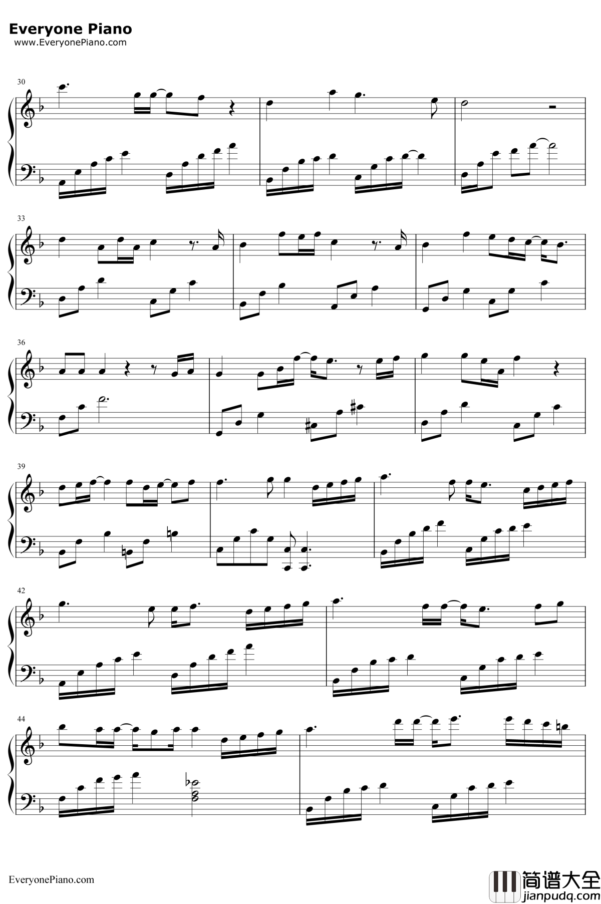 小小天涯钢琴谱_郁可唯_上古情歌插曲