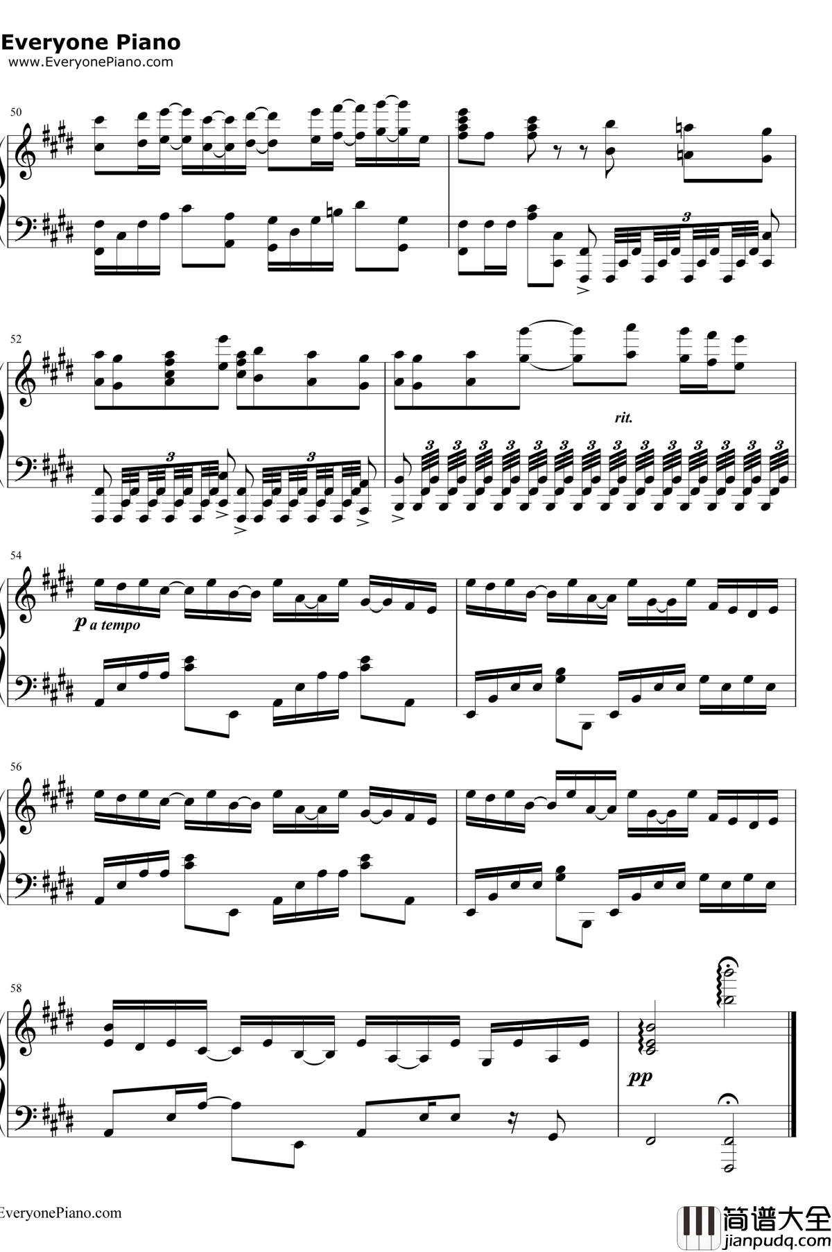 岁月如歌钢琴谱_陈奕迅_冲上云霄主题曲