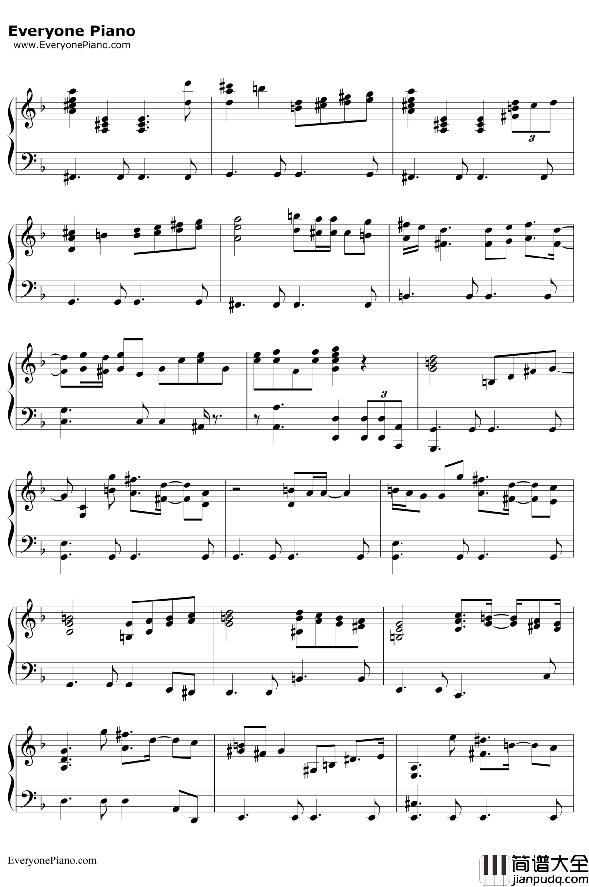 Beauty_and_the_Beast钢琴谱_CelineDionPeaboBryson