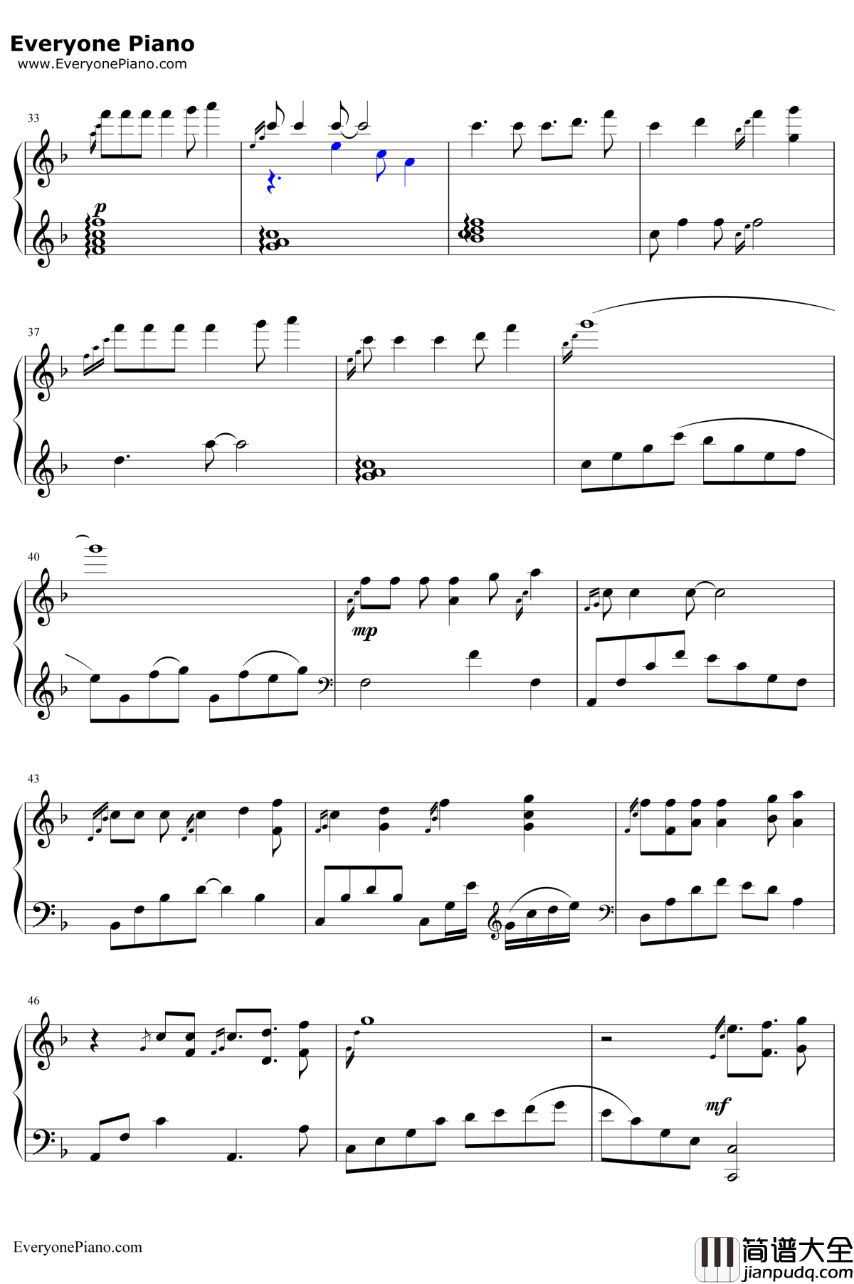 Part_of_Your_World钢琴谱_AlanMenken_动画片_小美人鱼_插曲