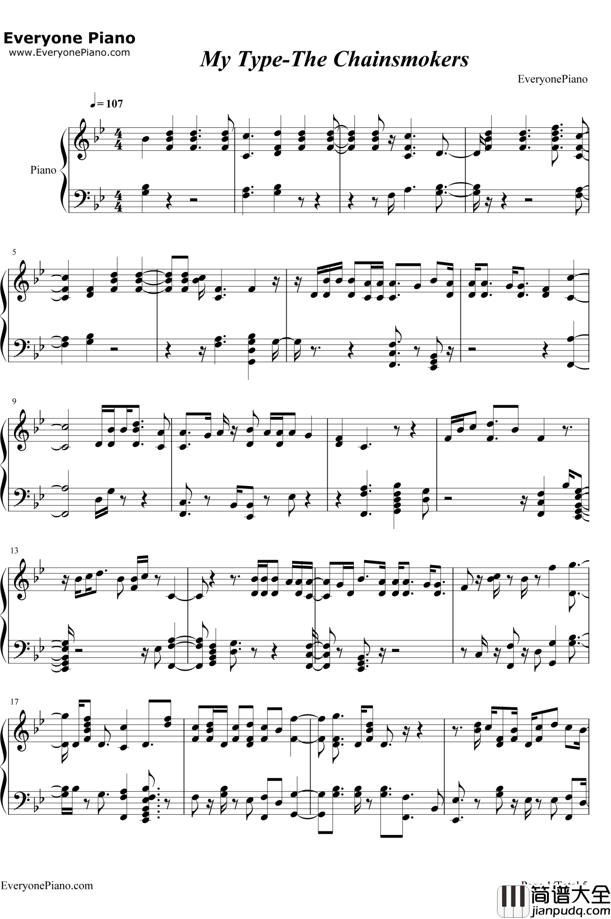 My_Type钢琴谱_TheChainsmokers