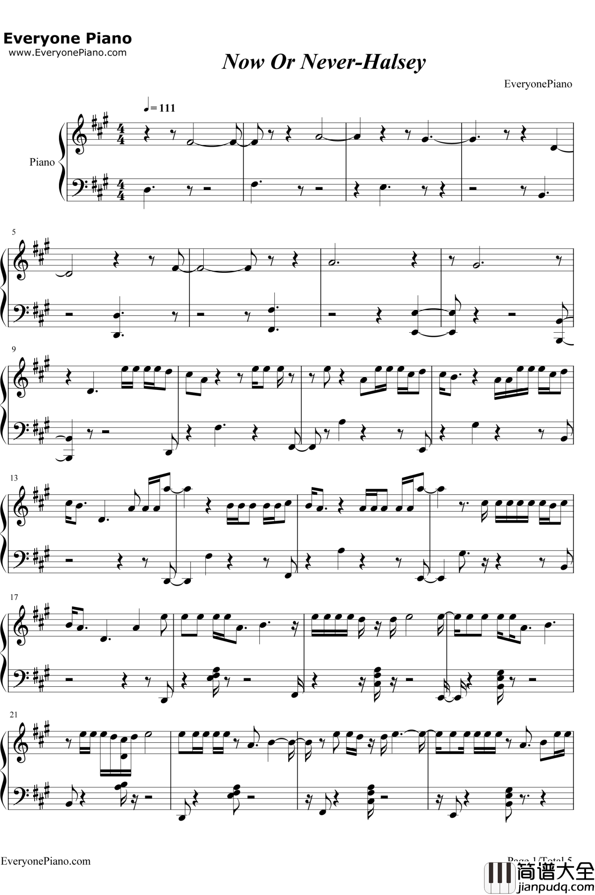Now_Or_Never钢琴谱_Halsey