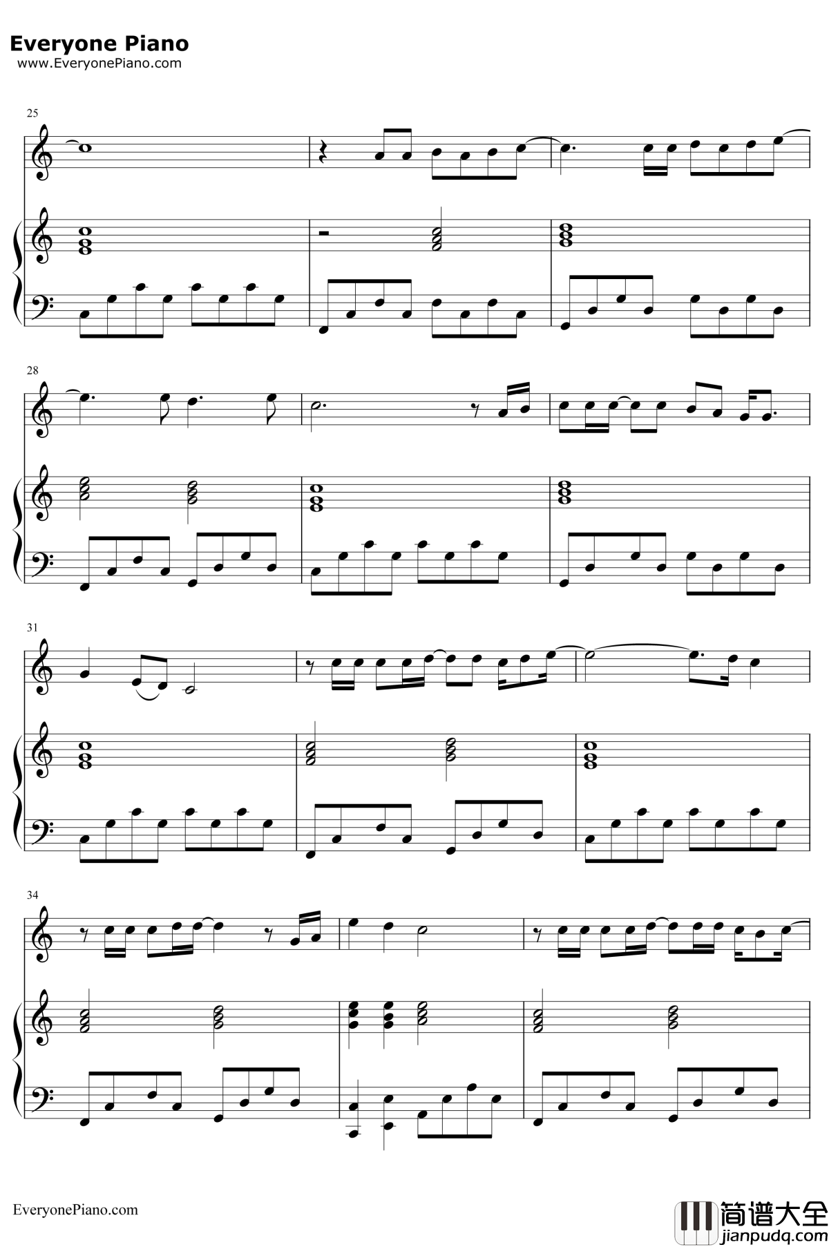 海阔天空伴奏版钢琴谱_Beyond